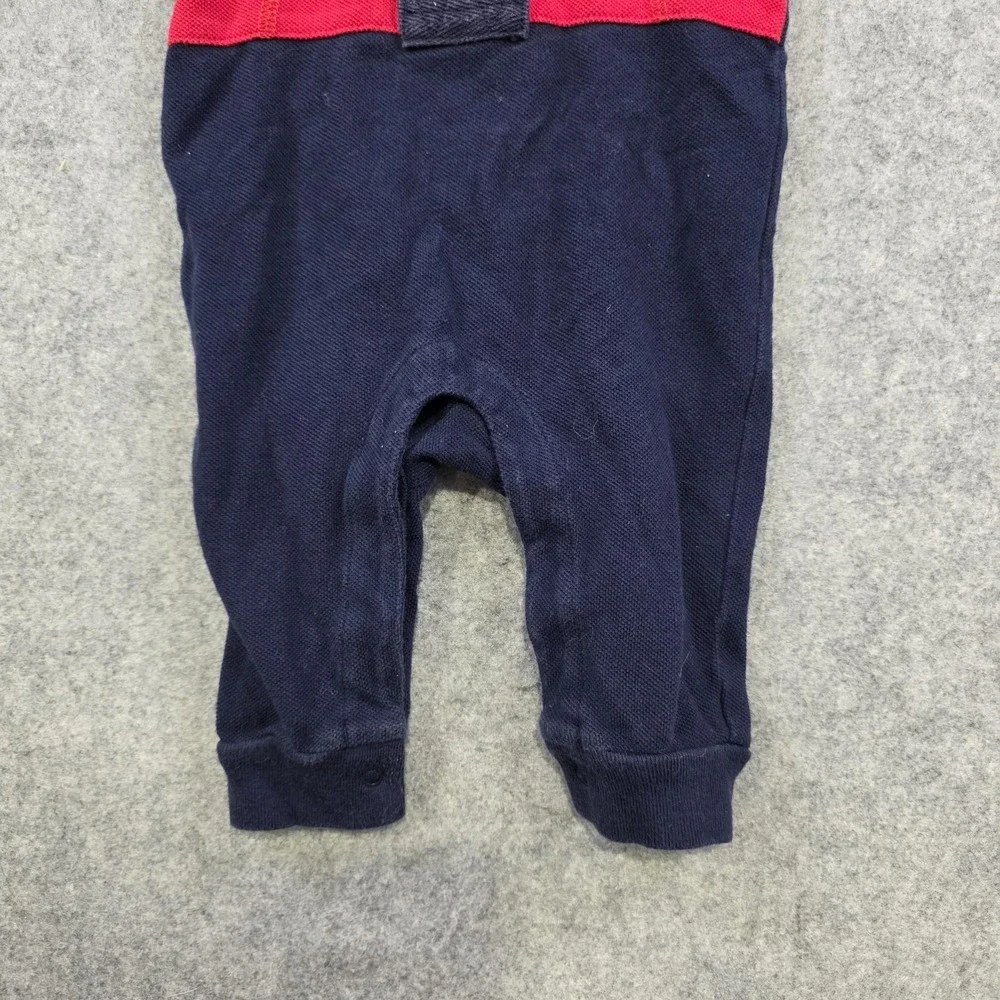 Ralph Lauren Coverall Baby Boys 0-3M Blue Red Polo One Piece Snap Romper